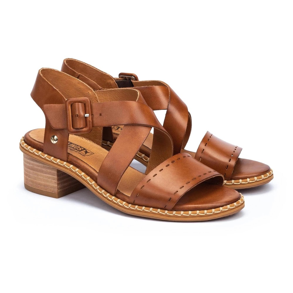 Pikolinos Sandal Women 40 Brown Leather Block Heel Strappy